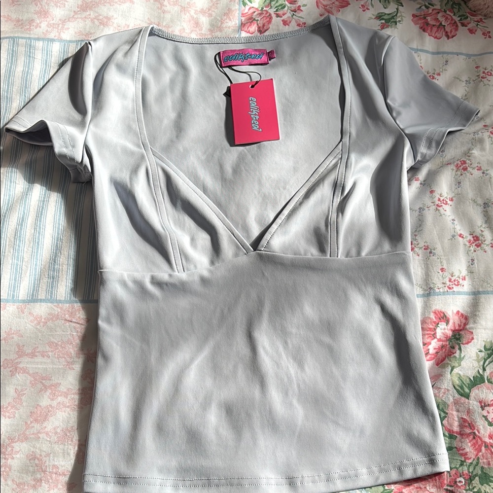 Light Blue V-Neck Top